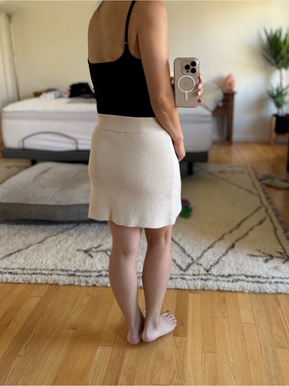 Sezane - Cream Ribbed Knit A-Line Skirt - XS - Picture 4 of 4